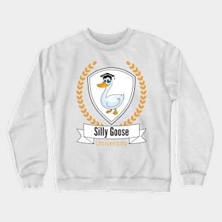 Silly Goose University - Cartoon Goose Design With Golden Details Crewneck Sweatshirt